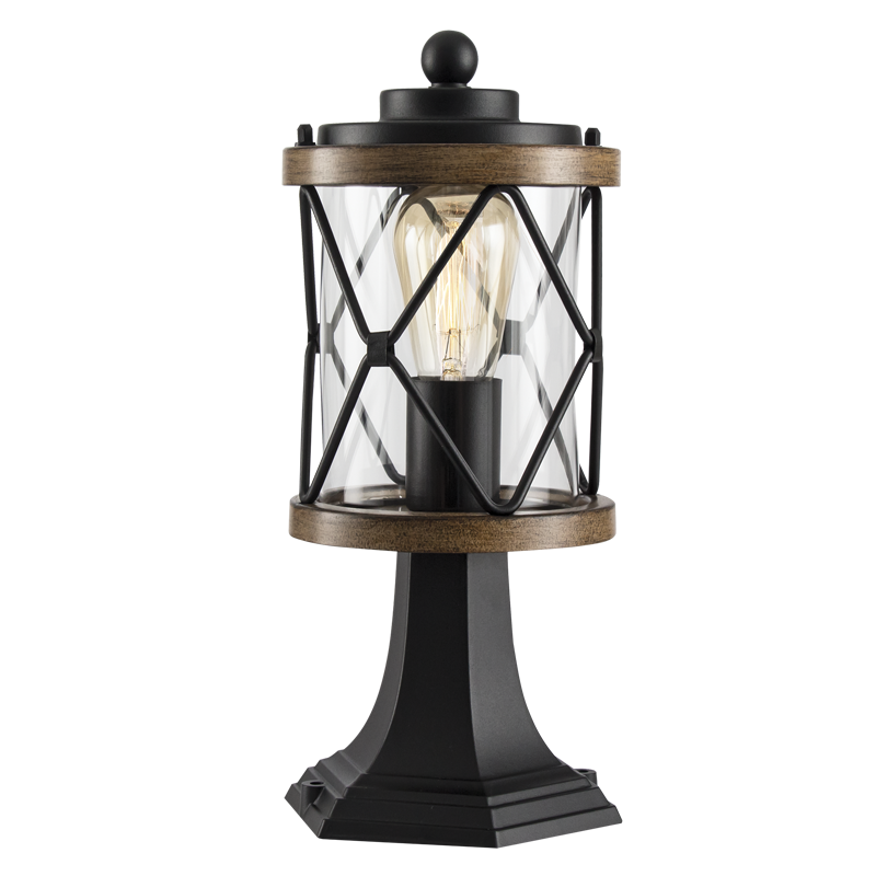 Aluminium Pillar with Clear Glass, IP44 (L577 BLACK)