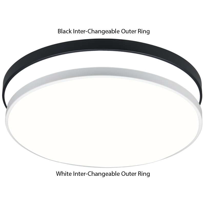 LED Polycarbonate Ceiling Light with Two Inter-Changeable Outer Rings, IP20 (CF387-32W CCT)