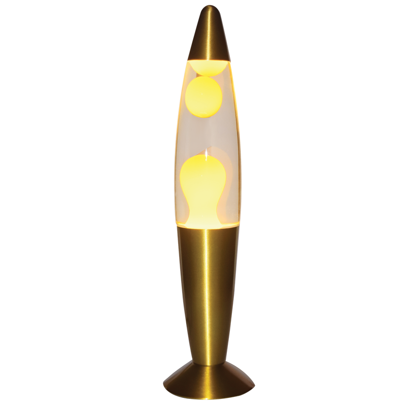 Lava Lamp with Satin Brass Base (TL109 YELLOW / CLEAR)