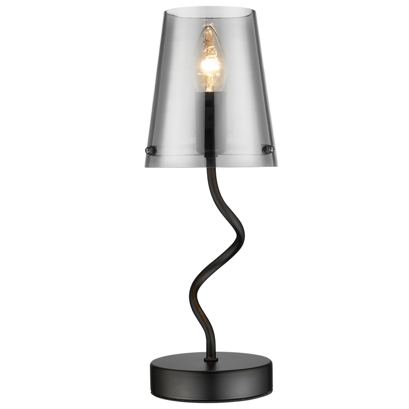 Metal Table Lamp with Smoky Glass Shade (TL823 MATT BLACK)