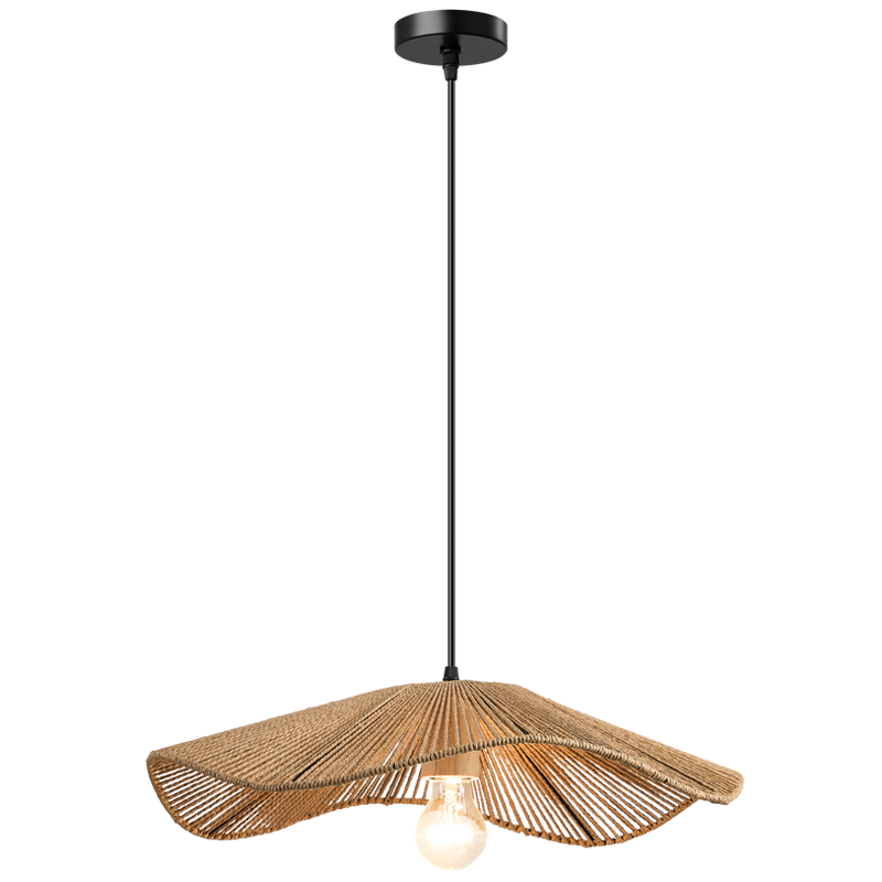 Metal and Paper String Pendant with Wood Lampholder (PEN958 STRING)