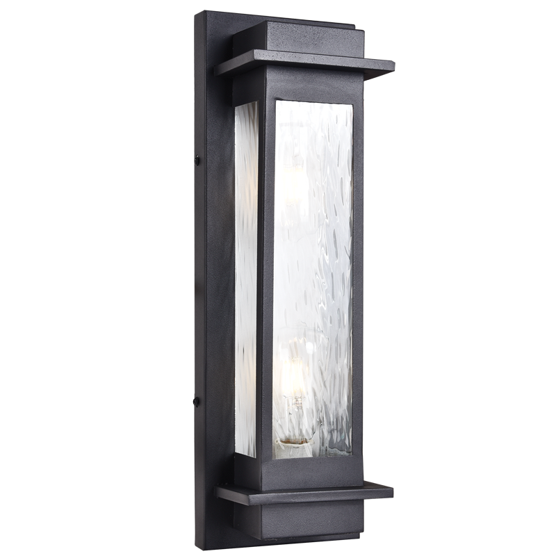 Metal with Clear Ribbed Glass, IP54 (L584 BLACK)