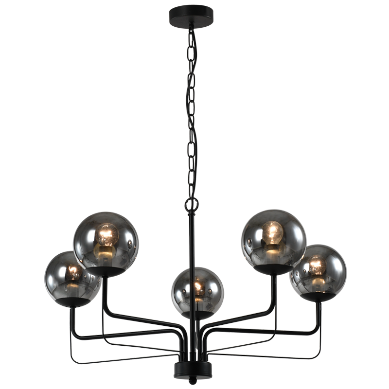 Metal Chandelier with Smokey Glass (CH703 BLACK)