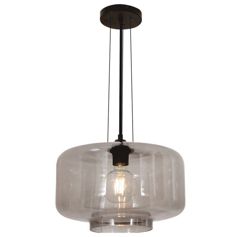 Metal Pendant with Smoke Colour Glass (PEN952 SMOKE)
