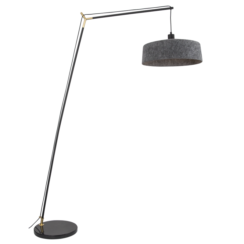 Metal and PET Floor Lamp with Marble Base and Grey Felt Shade (SL430 BLACK)