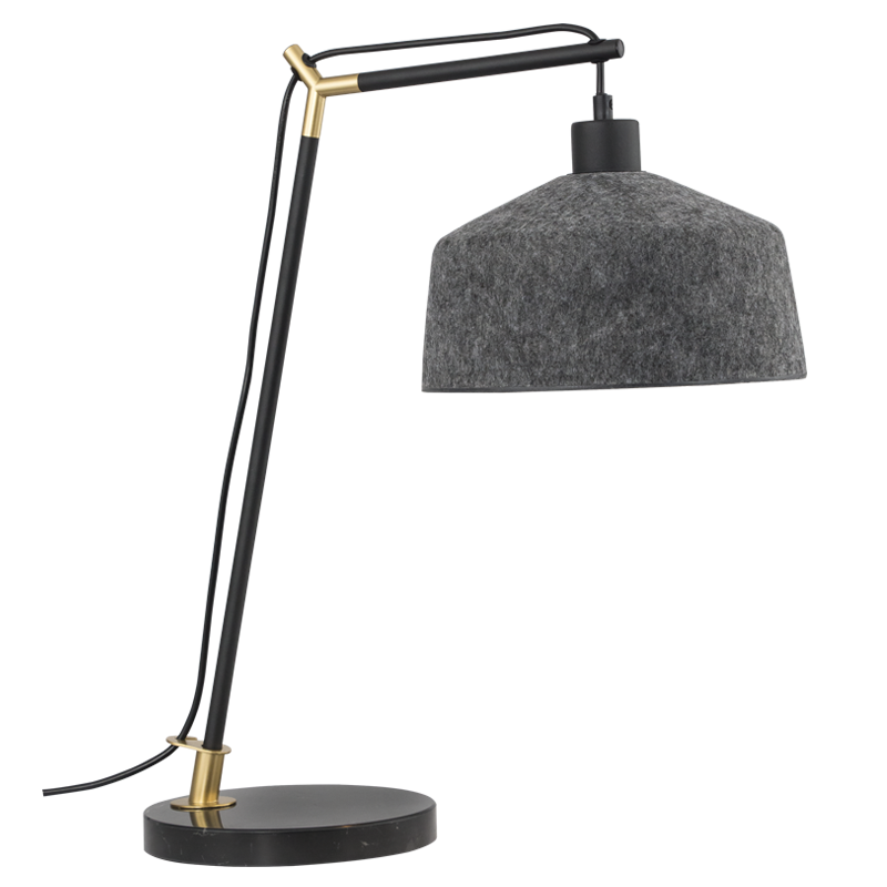Metal and PET Table Lamp with Marble Base and Grey Felt Shade (TL841 BLACK)