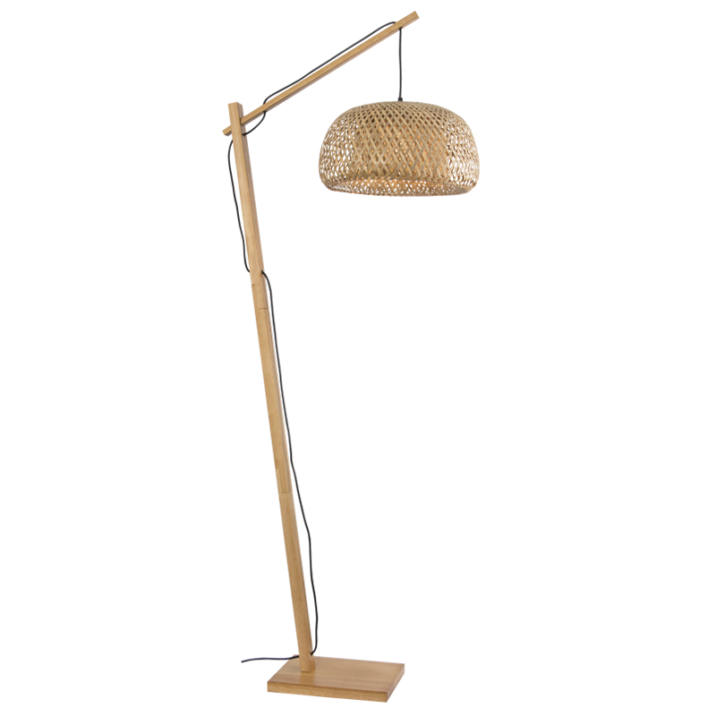 Wood and Metal Floor Lamp with Bamboo Shade (SL431 WOOD)