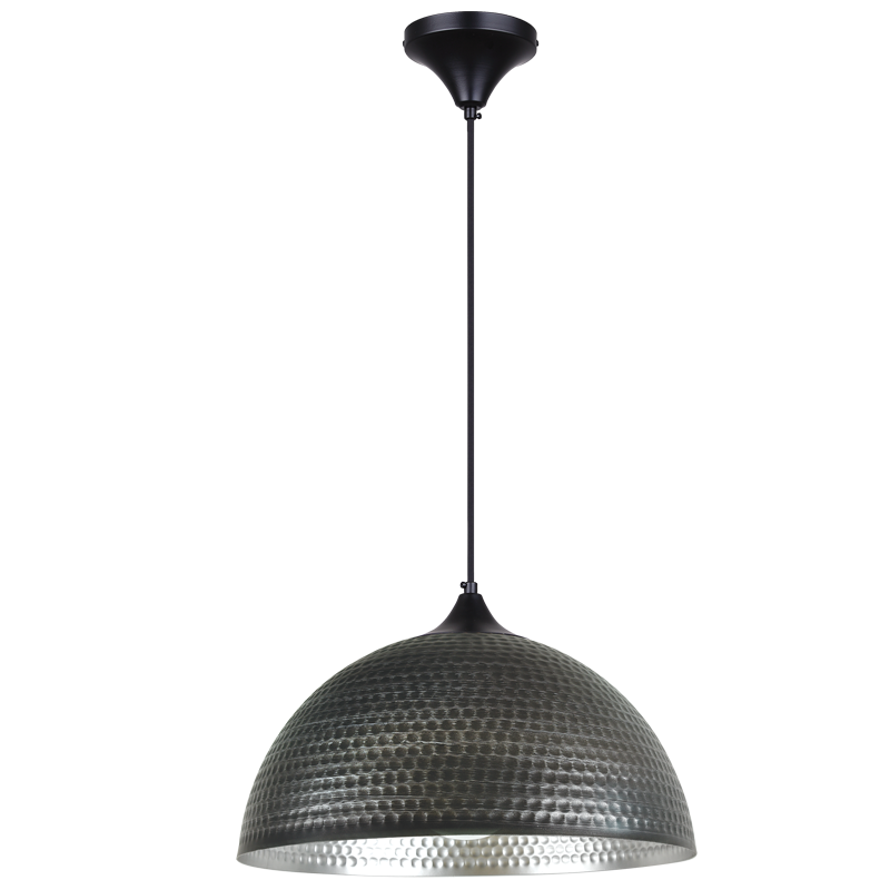 Metal Pendant with Hammered Metal Dome (PEN942 SL/AQ)
