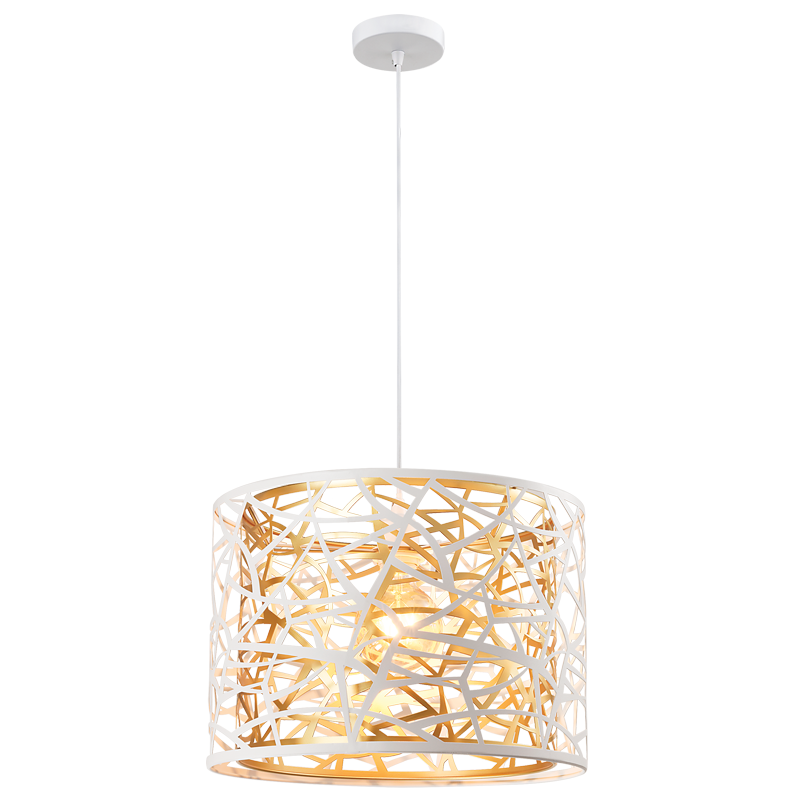 Metal Pendant with Inner Gold Metal Frame (PEN146 MATT WHITE)