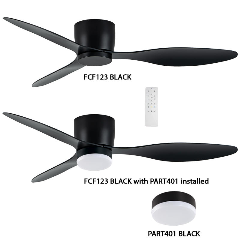 Black Fan with Black ABS Blades (FCF123 BLACK)
