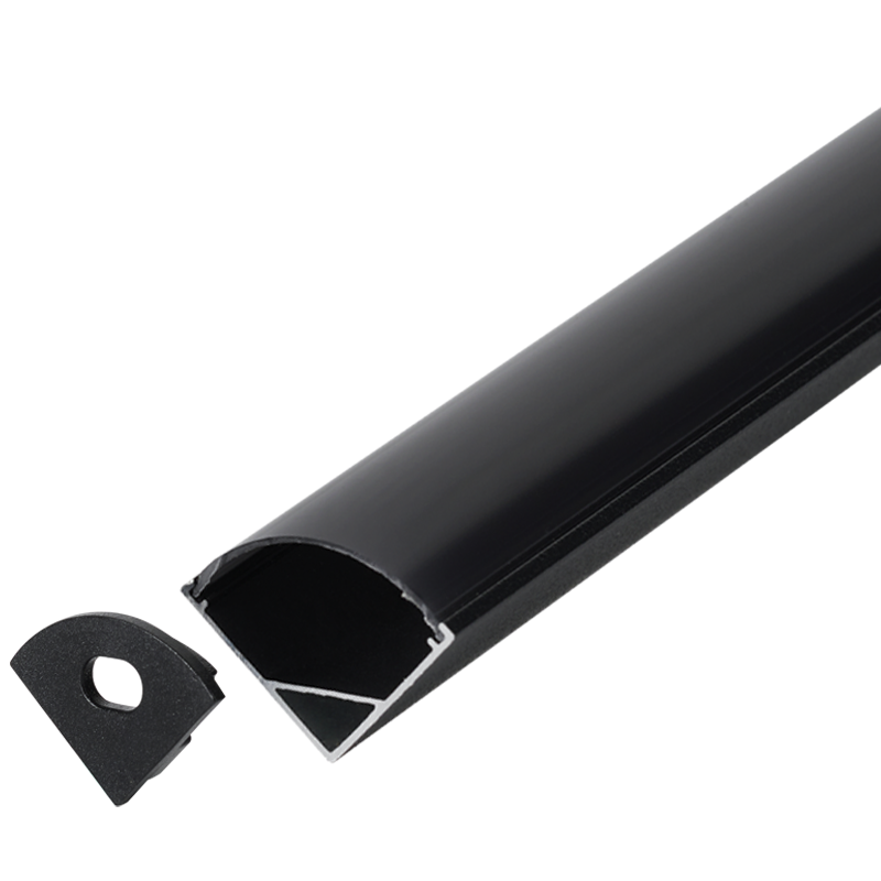 Black Corner Aluminium Profile with PC Cover (HVS432 BLACK CORNER 3M)