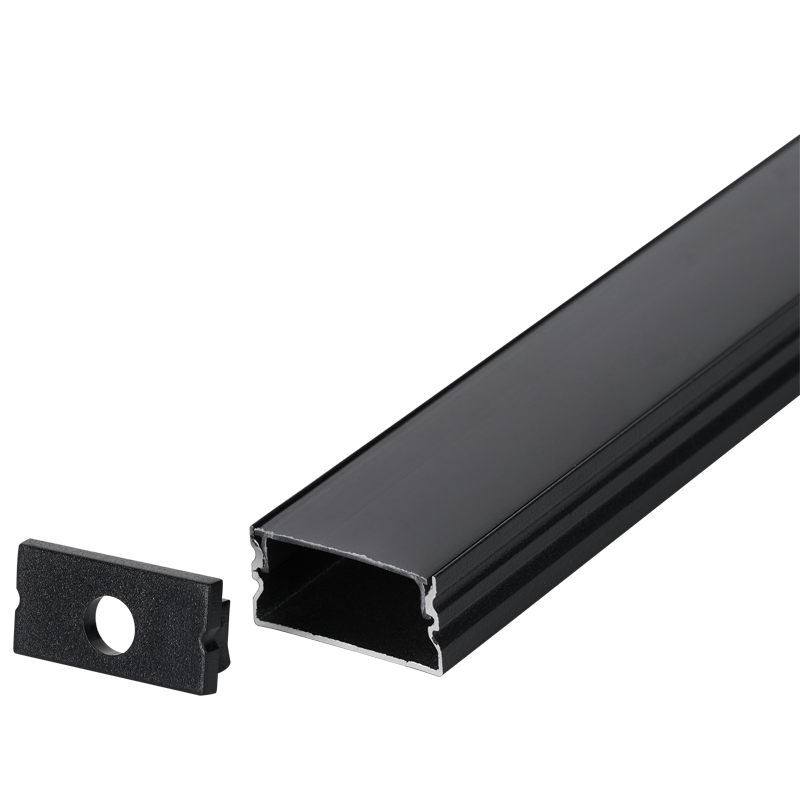 Black Surface Aluminium Profile with PC Cover (HVS430 BLACK SURFACE 3M)