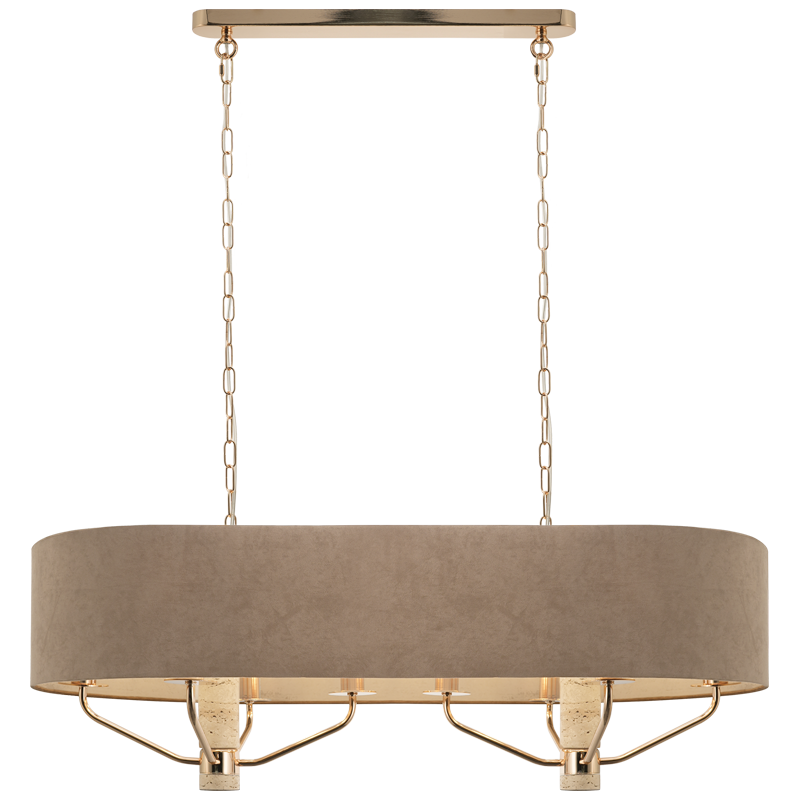 Metal Chandelier with Beige Fabric Shade, IP20 (CH706 BROWN)