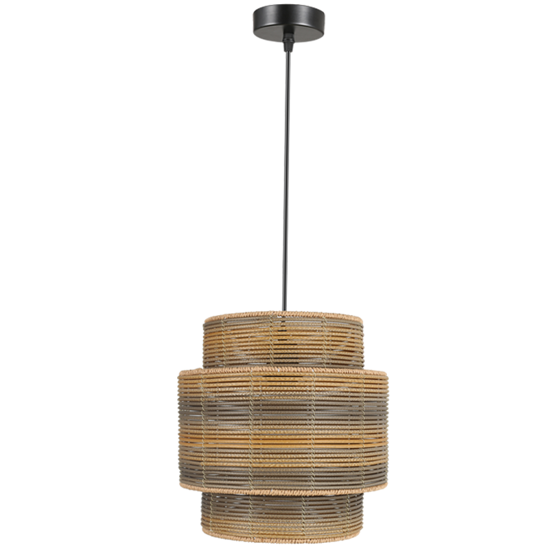 Metal and Plastic Rattan Pendant, IP20 (PEN301 BK/RATTAN)
