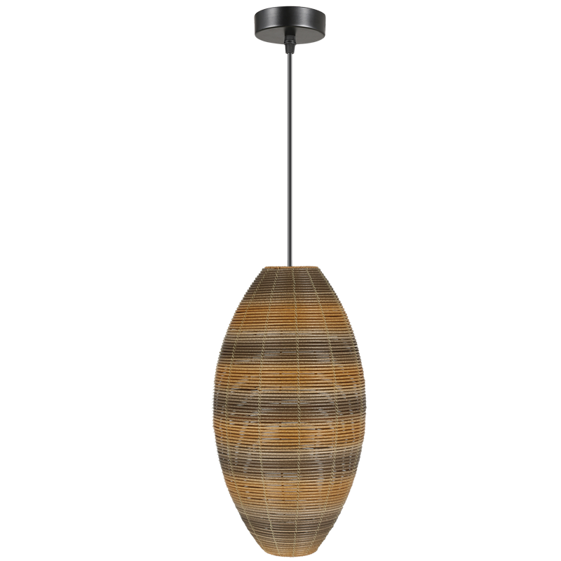 Metal and Plastic Rattan Pendant, IP20 (PEN300 BK/RATTAN)