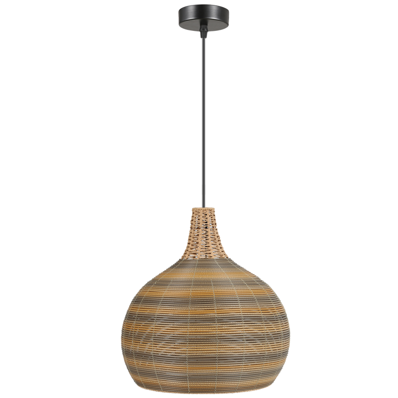 Metal and Plastic Rattan Pendant, IP20 (PEN299 BK/NATURAL)