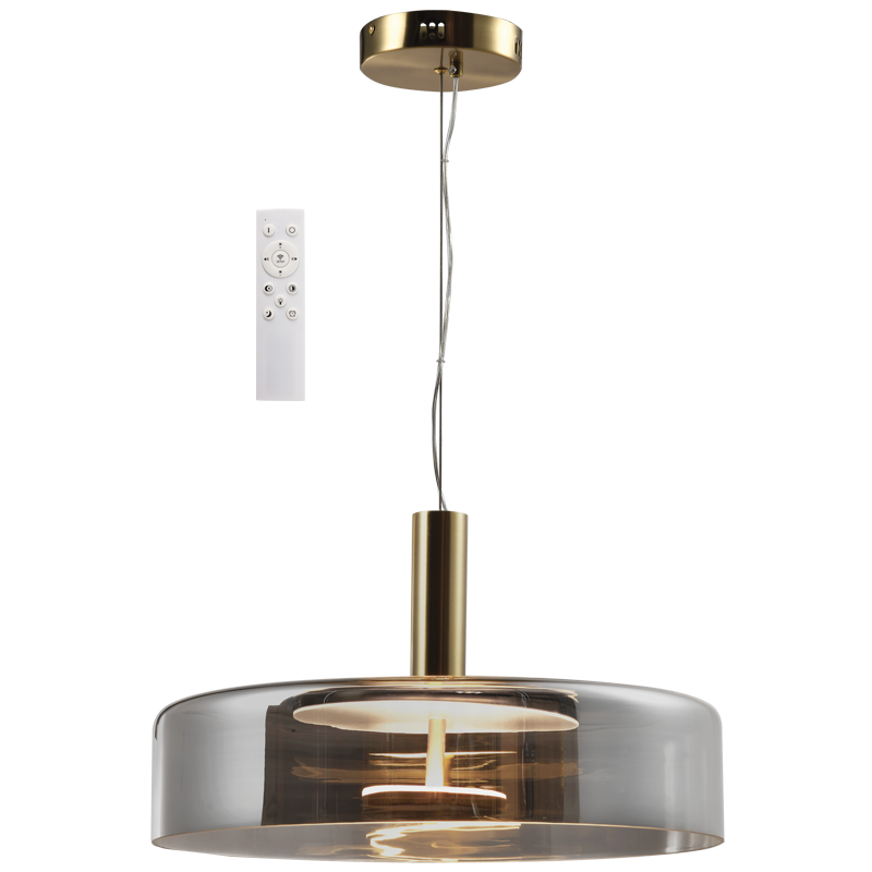 Metal and Glass Pendant with Remote Control, IP20 (PEN438 CCT SMOKE)