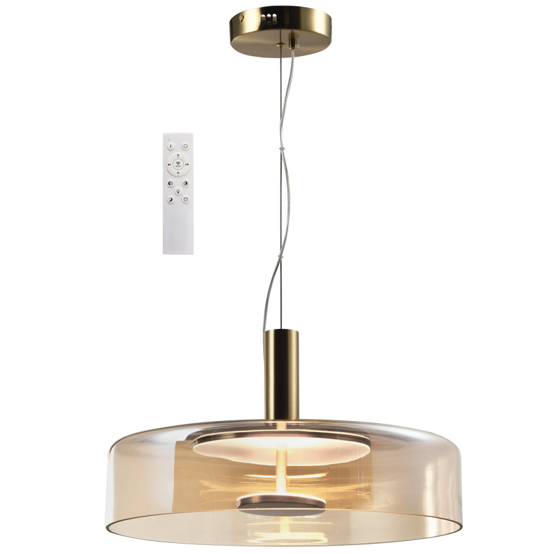 Metal and Glass Pendant with Remote Control, IP20 (PEN437 CCT AMBER)