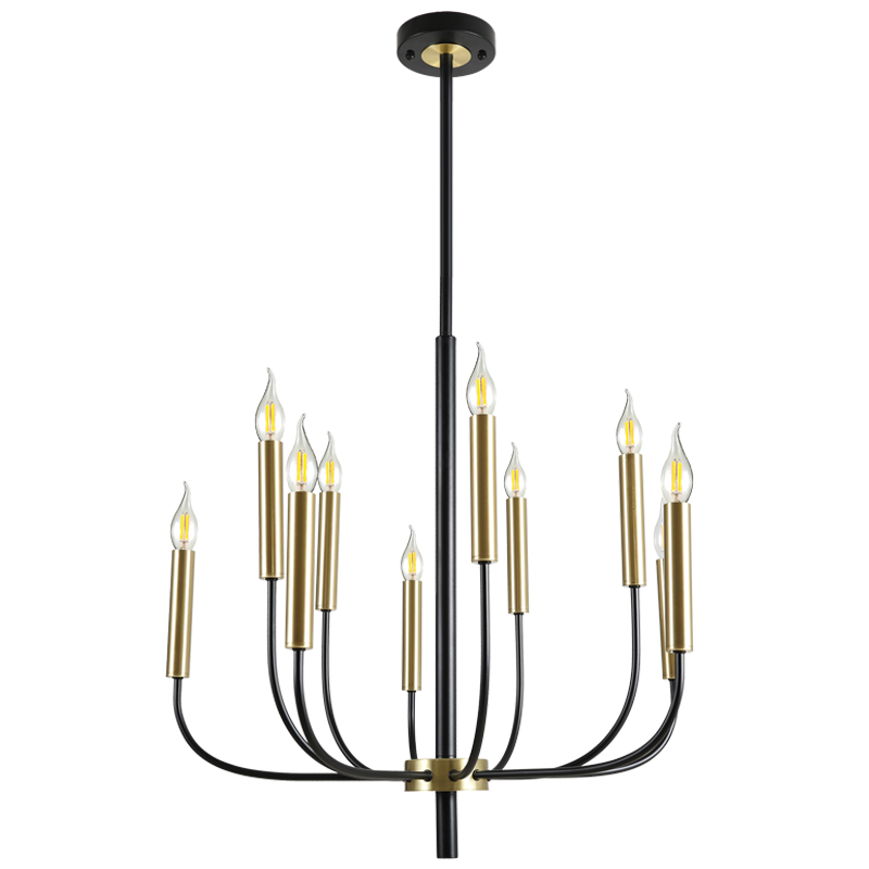 Metal Chandelier, IP20 (CH715/10 GD/BK)