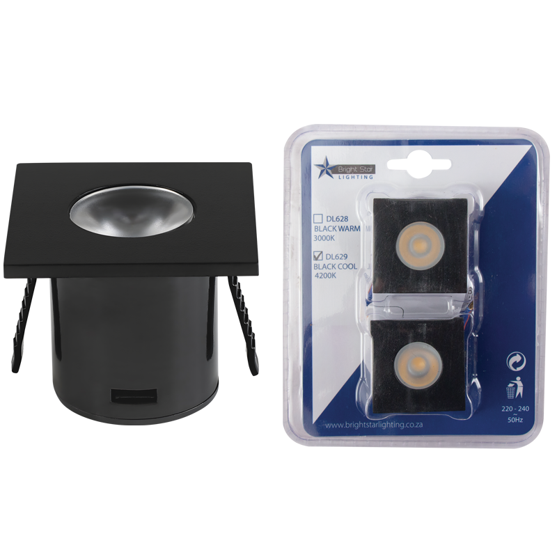 Black Square LED Star Light, IP20 (DL629 BK COOL)