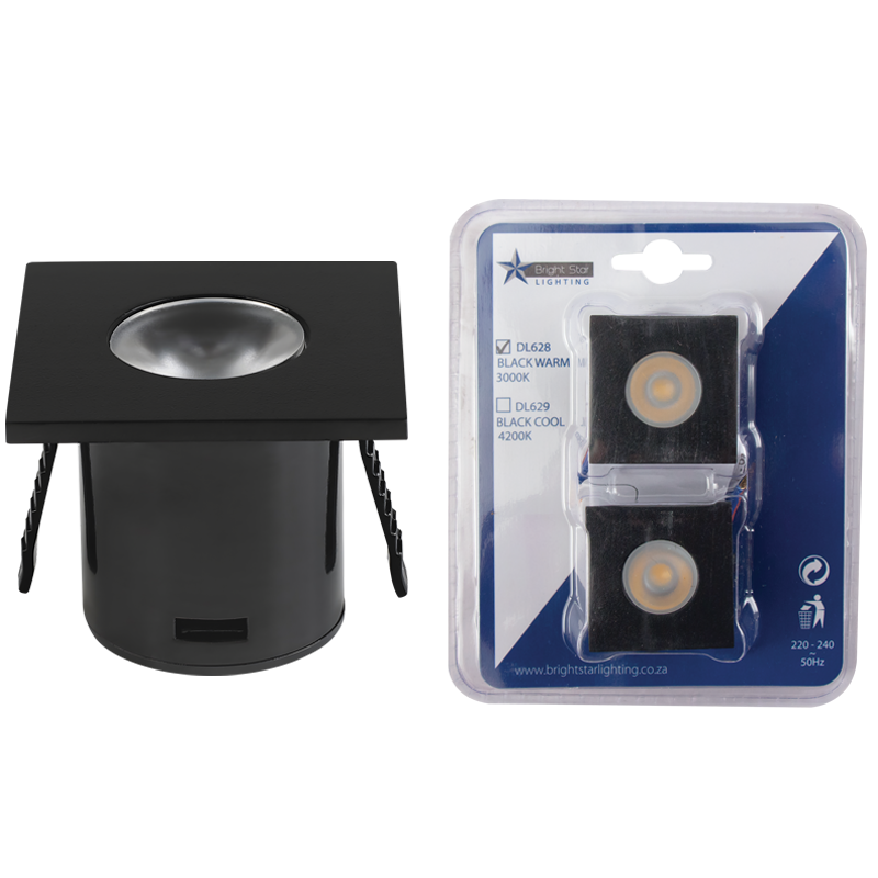 Black Square LED Star Light, IP20 (DL628 BK WARM)