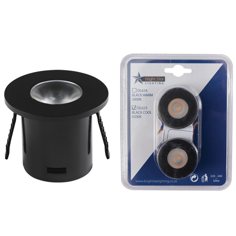 Black Circular LED Star Light, IP20 (DL625 BK COOL)
