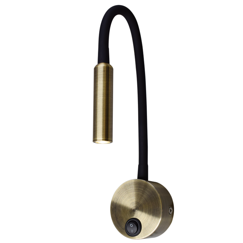 Metal LED Wall Light with Flexible Rubber Arm and Switch (WB218 BK/AQ)