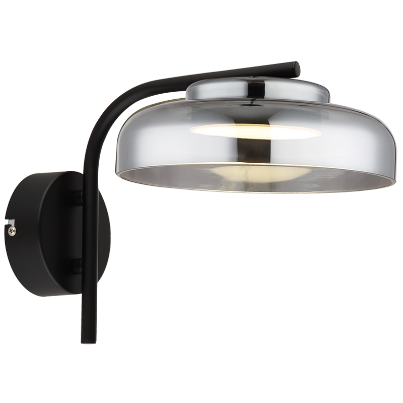 LED, Metal Wall Fitting with Smoke Colour Glass and PC Diffuser (WB617 COOL)