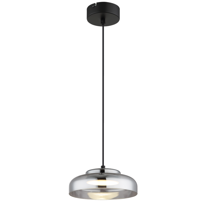 LED, Metal Pendant with Smoke Colour Glass and PC Diffuser (PEN616 COOL)