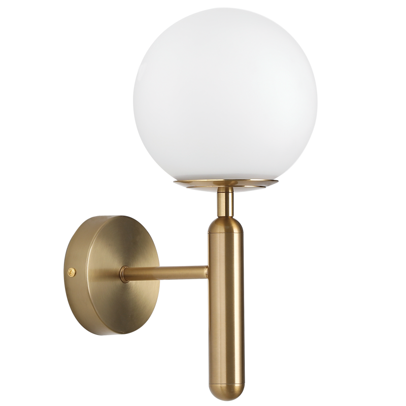 Metal and White Glass Wall Bracket (WB155/1 BRASS)