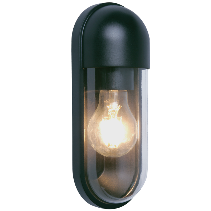 Plastic Wall Light with Clear PC Cover, IP65 (L632 BLACK)