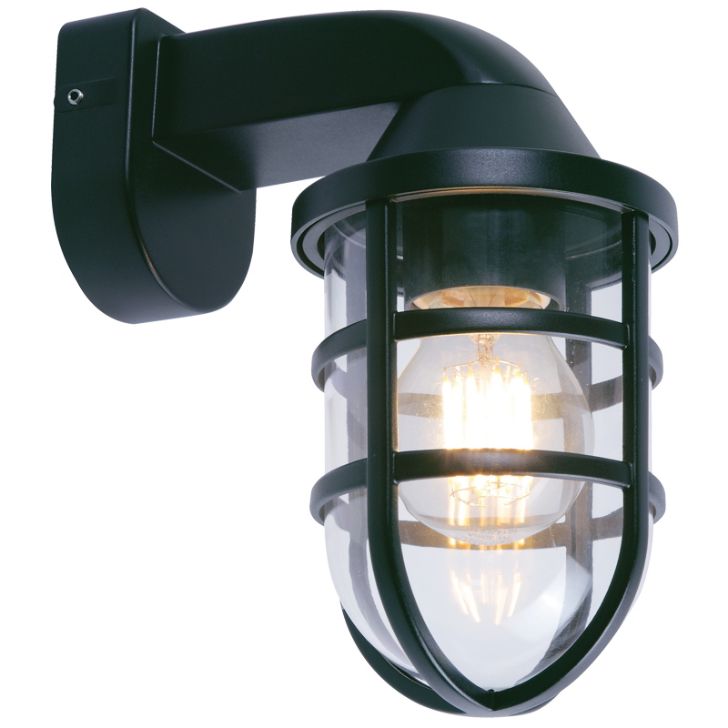 Plastic Wall Light with Clear PC Cover, IP44 (L631 BLACK)