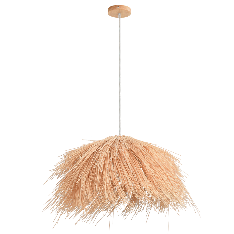 Wood Pendant with Rattan Shade (PEN258 RATTAN)