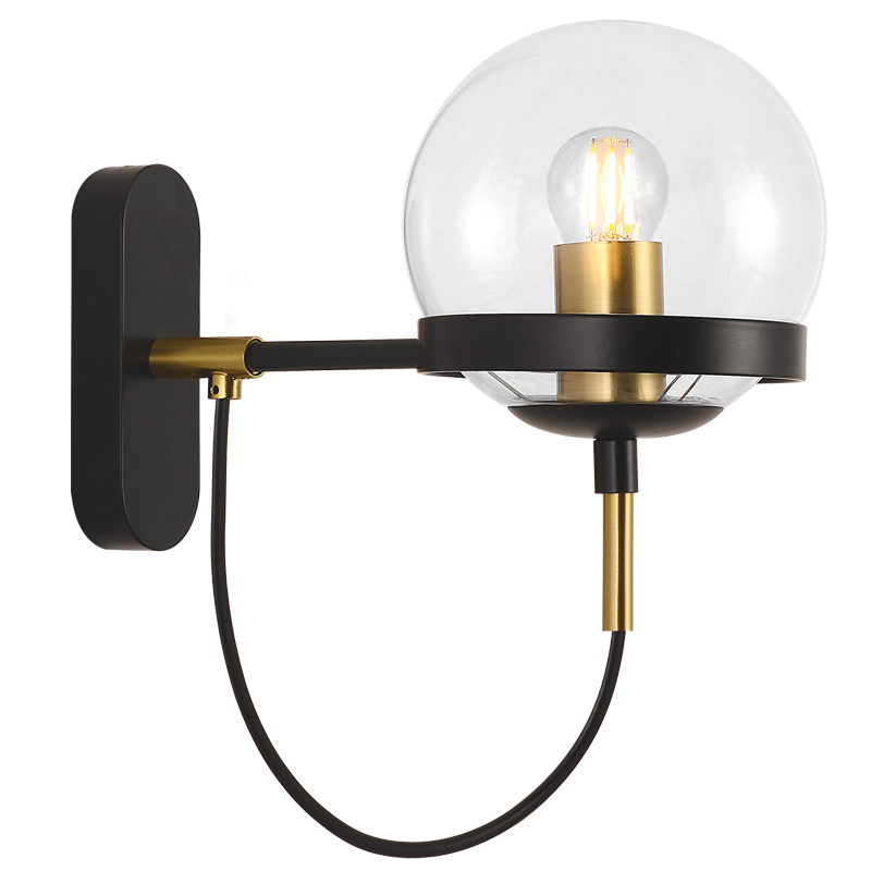 Metal Wall Bracket with Clear Glass (WB239 BK/GD)