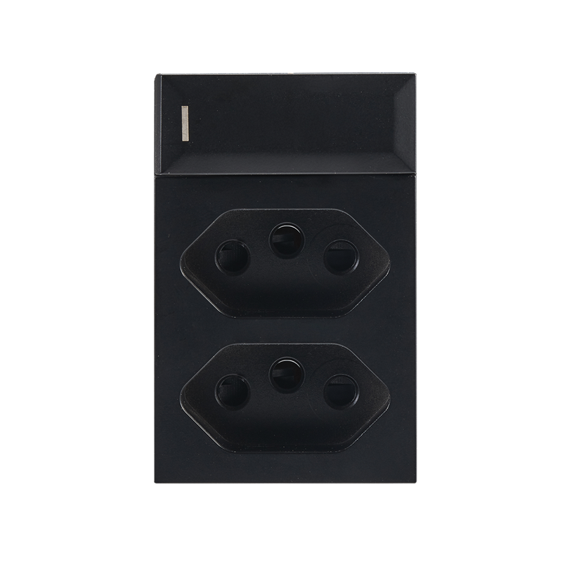 16A 2x Slim RSA Sockets, Switched ( Triple Module ) (ECP168 BLACK)