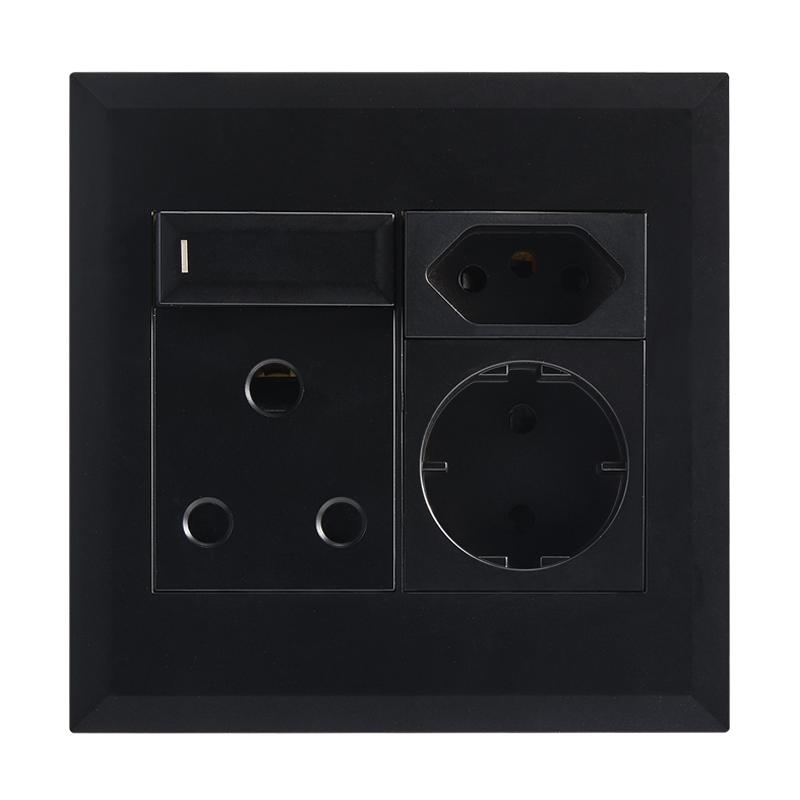 16A Socket with Switch, Slim RSA and Schuko Sockets with Switch – 4 x 4 (EPL286 BLACK)