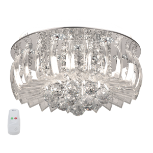 LED, Metal Ceiling Fitting with Glass and Crystals (CF011/9 CHROME)