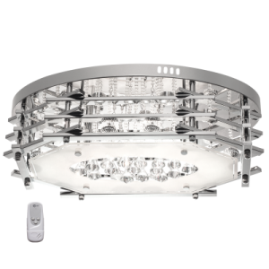 Polished Chrome LED Ceiling Fitting with Glass and Crystals (CF331 LED)