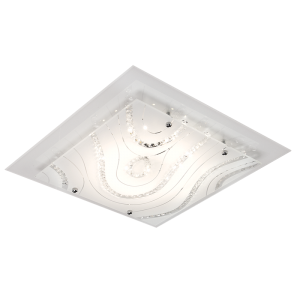 Polished Chrome with White Patterned Glass and Crystals (CF334 LED)