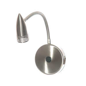Satin Chrome Wall Fitting with Switch and Flexible Arm (WB006 SATIN)