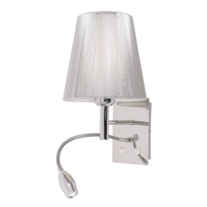 Polished Chrome Wall Fitting with Silver Thread Shade (WB030/2 CHROME)
