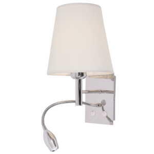 Polished Chrome Wall Fitting with White Shade (WB031/2 CHROME)