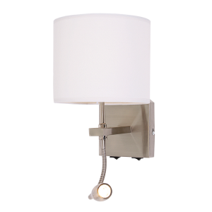 Satin Chrome Fitting with White Shade (WB032/2 SATIN)