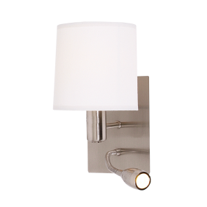 Satin Chrome Fitting with White Shade (WB033/2 SATIN)