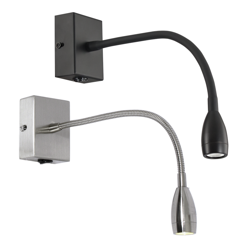 Metal Wall Fitting with Gooseneck Arm for LED and Switch (WB040/1)