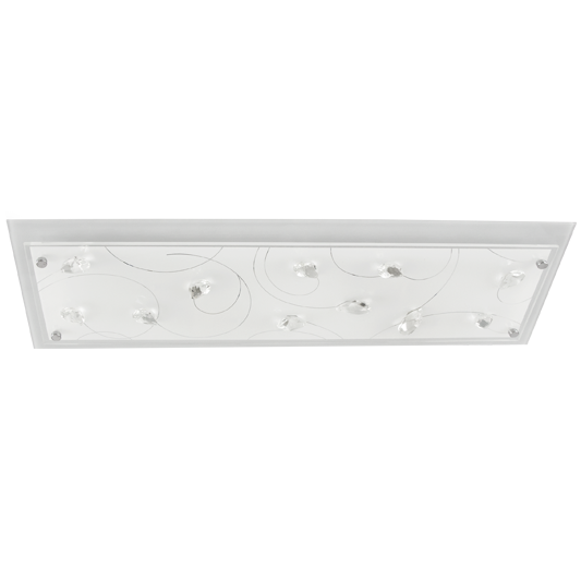 White Patterned Glass with Clear Acrylic Crystals (CF634/4 WHITE)
