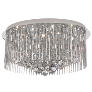 Polished Chrome Flush Mount Ceiling Fitting with Glass and Crystals (CF721/10 LED)