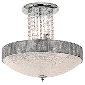 Polished Chrome with Stippled Glass and Clear Acrylic Crystals (CF722/5 CHROME)