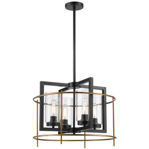 Metal Chandelier with Clear Glass (CH082/4 BLACK/GOLD)