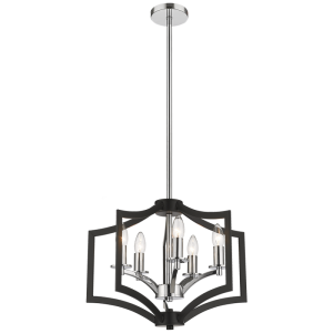 Metal and Polished Chrome Chandelier (CH087/5 BLACK/CHROME)